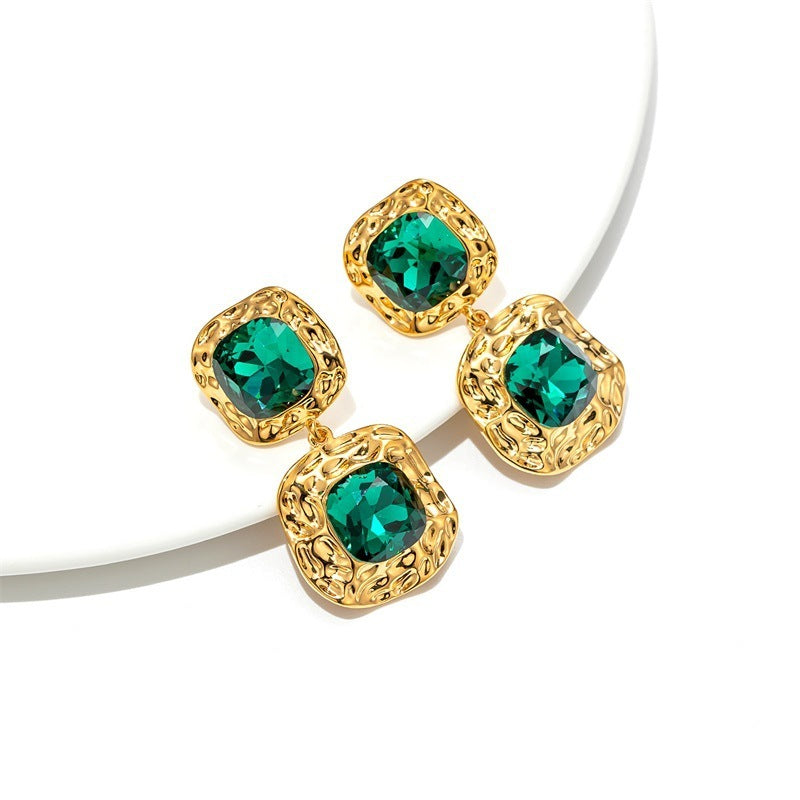 Vintage Sterling Emerald Earrings