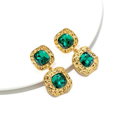 Vintage Sterling Emerald Earrings