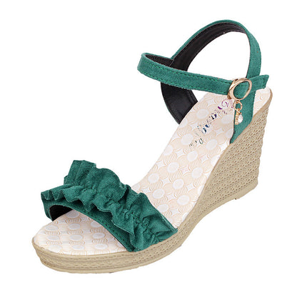 Heeled Sandals With Sweet Lace