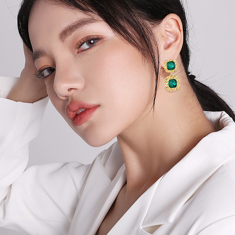 Vintage Sterling Emerald Earrings