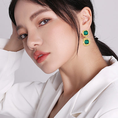 Vintage Sterling Emerald Earrings