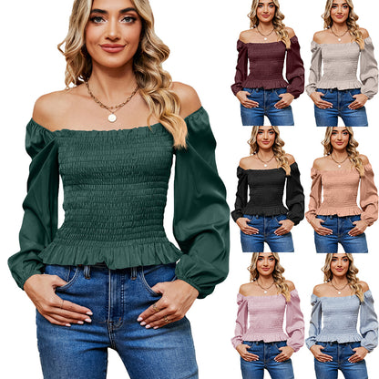 Off-shoulder Slim Long Sleeve Top