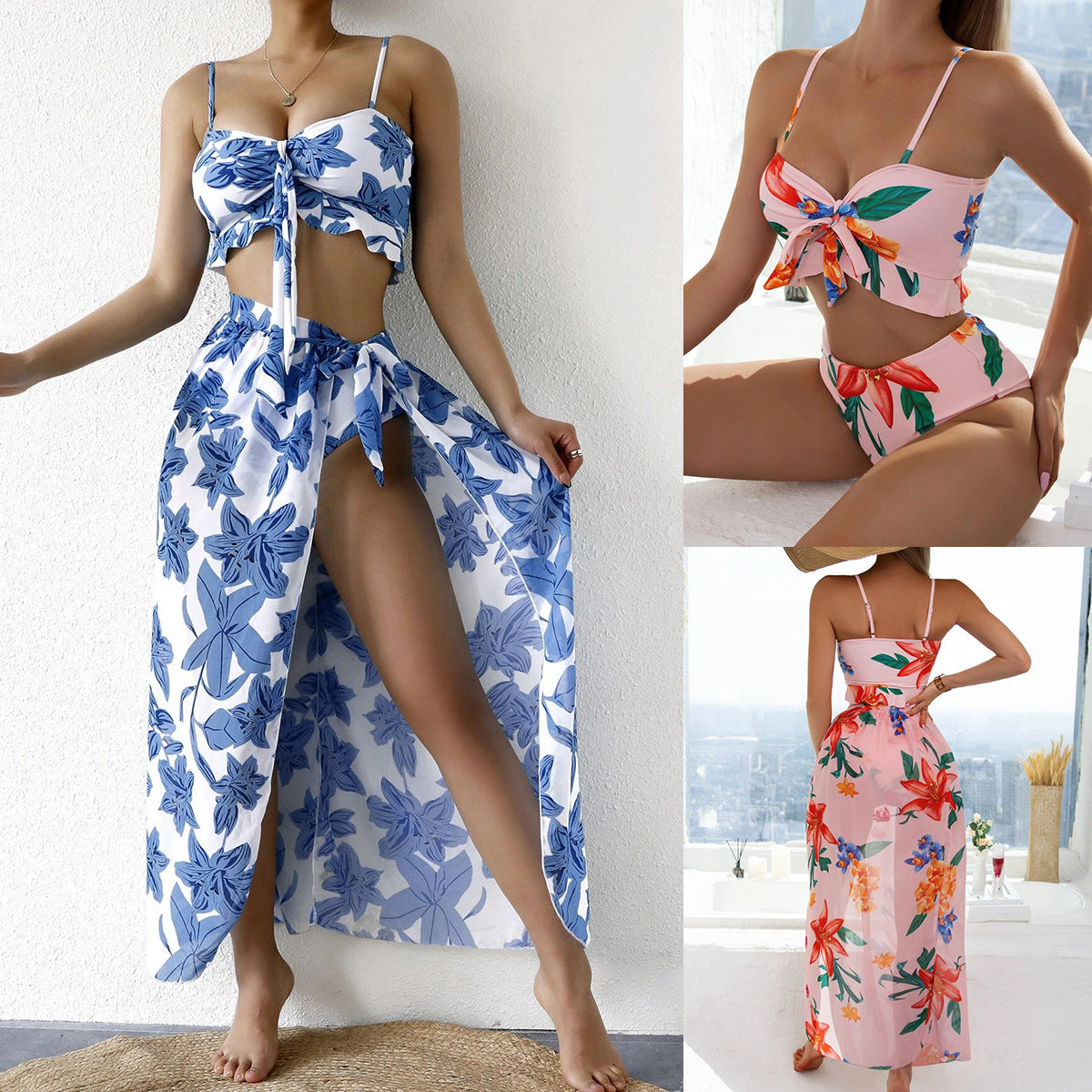 Swimsuit Split Print High Waist