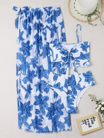 Swimsuit Split Print High Waist