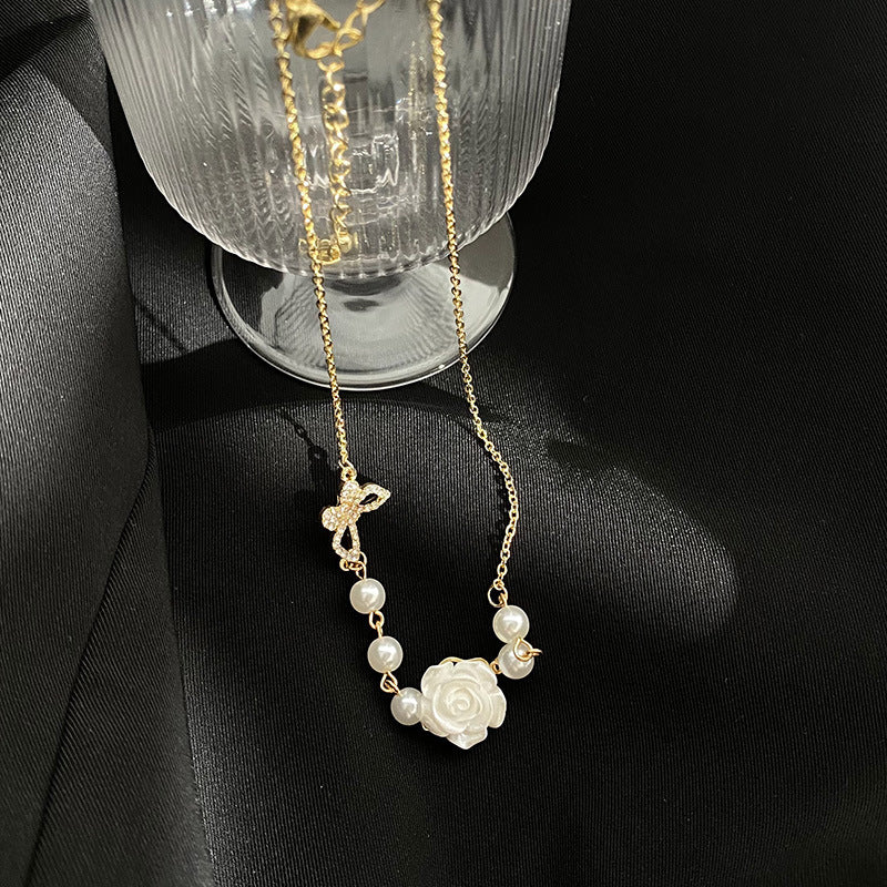 Vintage Rose Flower Necklace