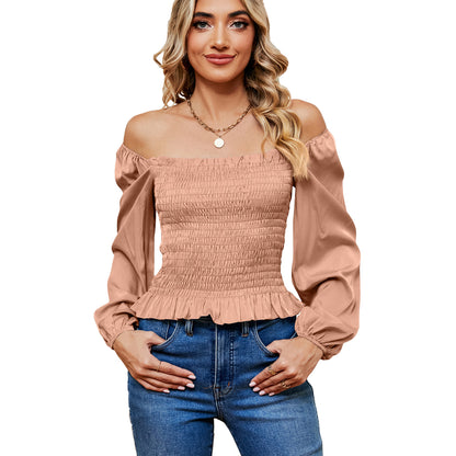 Off-shoulder Slim Long Sleeve Top