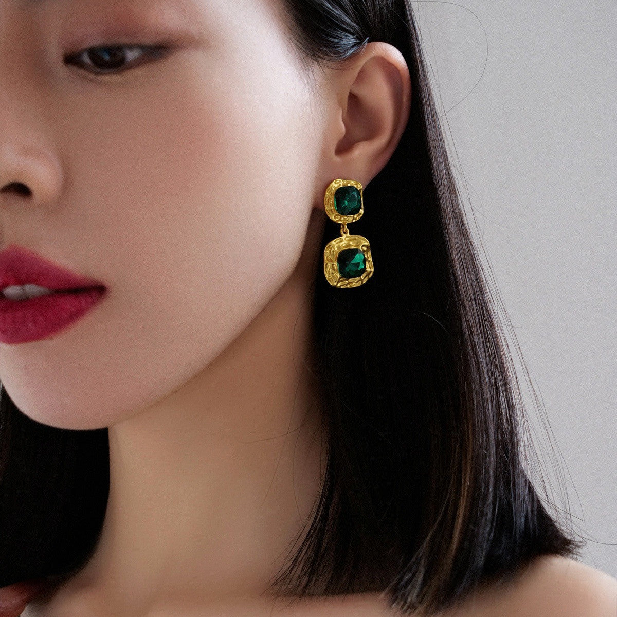 Vintage Sterling Emerald Earrings