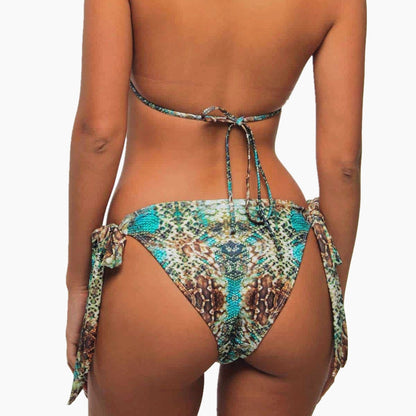 Snake Print Backless Bikini