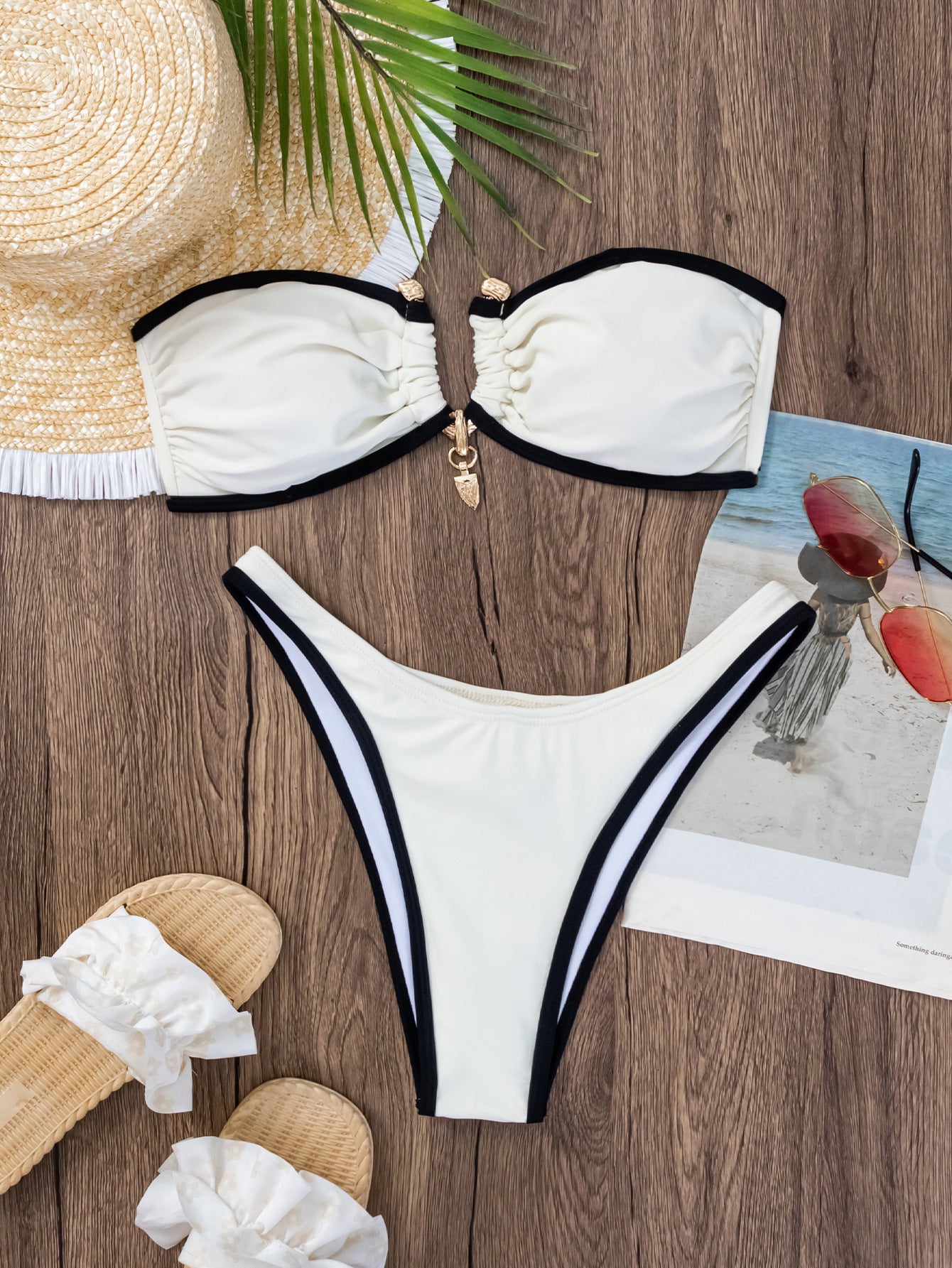 Color Contrast Tube Top Bikini