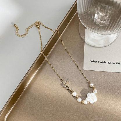 Vintage Rose Flower Necklace